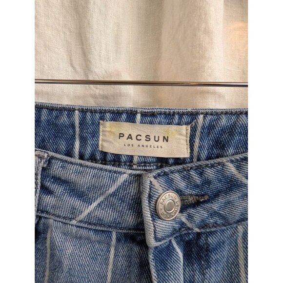 Pacsun Women's Medium-Wash White Striped 90s Y2K Mom Denim Jeans Size 28 S7 - Picture 2 of 10